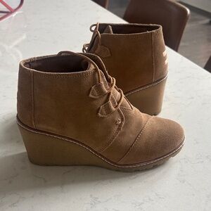 Toms Brown Wedge Ankle Boots